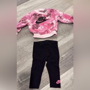 Nike Black and Pink Kids Leggings